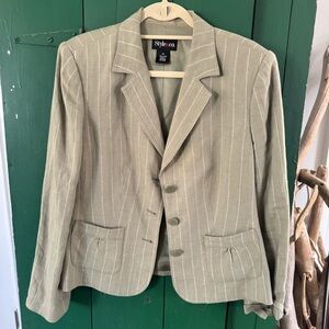 STYLE & CO WOMENS LINEN OLIVE COLOR BLAZER